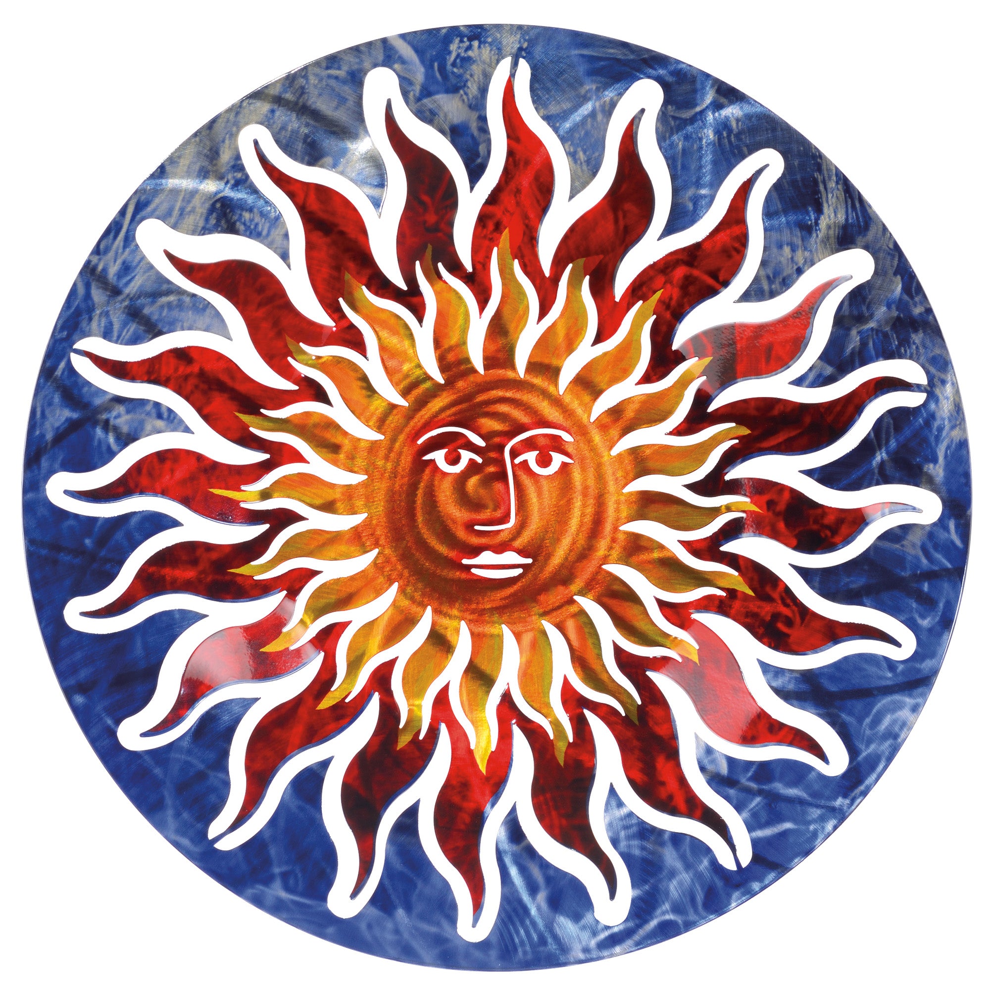 Sun Face Wall Art Blue / RedThe Sun Face Wall Art Blue / Red features ...