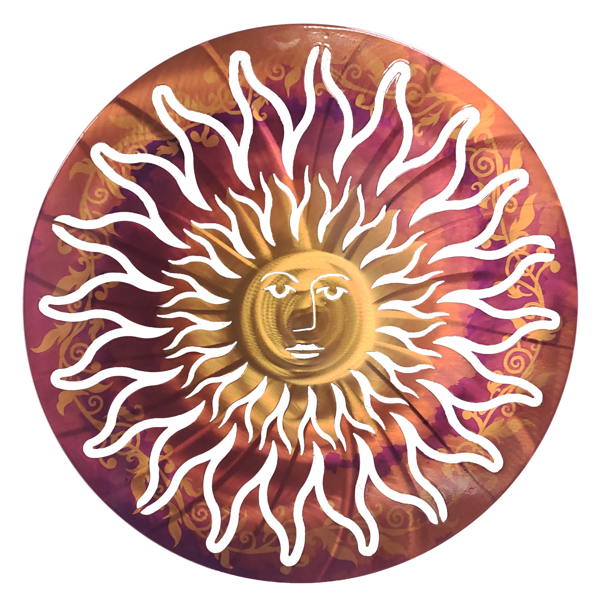 Sun Face Metal Wall Art | Purple Gold | Patio & Home Decor – Metal Art ...